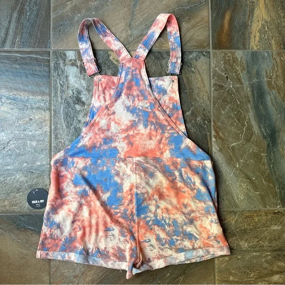 Jolie & Joy Tie Dye Shortalls NWT Women's Size XL Blue Pink - Picture 5 of 8